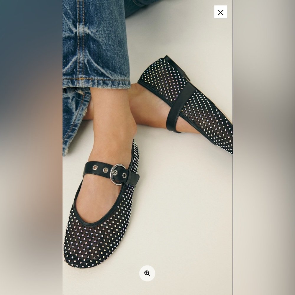 NWT - Reformation Black Mary Jane Flats with Stud Detailing